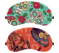 2 Pieces Day of The Dead Funny Skeleton Eye Mask, Sleep Mask for Side Sleeper, Soft Sleeping Eye Mask for Women Men, Complete Light Blocking, Zero Pressure Night Blindfold