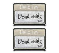 2 Pieces Dead Inside Patch Tactical Embroidery Patches,Full Embroidered Appliques Tactical Loop and Hook Military Funny Flag Patch for Backpacks,Clothes,Jacket,Vest,Bags,Jeans,Caps,Hats Etc