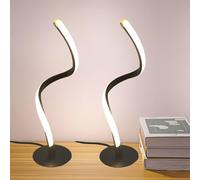 2 Pieces Decorative Table Lamps, Miniature Bedside Lamps, 3 Color Temperatures Dimmable LED Modern Simple Curved Style for Bedroom, Living Room and Office Lighting Decorative Curved Art (Chrome Black)