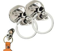 2 Pieces Demon Skull Keycaps, 3D Metal Skull Keychain, Gothic Sk-ull Key Covers with Ring, Creative Sk-ull Key Marker for Home, Door & Motorcycle