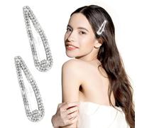 2 Pieces Diamante Hair Clips for Women,sparkly hair clips,Silver Snap Hair Clip Hair Clips,with Rhinestone Shining Snap Hair Clip for Women,For Wedding,Party,Daily Wear,Large Snap Hair Clips