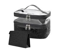 2 Pieces Diamond Storage Bag, Double Layer Cosmetic Bag, Large Capacity Waterproof Travel Bag, Cosmetic Bag with Compartments, Portable Storage Bag, Suitable for Men and Women (Black)