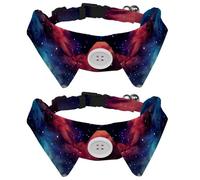 2 Pieces Dog Bow Ties Galaxy Universe Planet Shirt Lapel Style Cat Kitten Collars Attachment Dog Collar with Bow Ties for Small Cats Puppies Pets