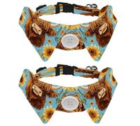 2 Pieces Dog Cat Bowtie Tie, Pets Costume Adjustable Formal Necktie Collar for Cats Small Dogs Puppy Party Accessories, Highland Cow Sunflowers