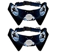 2 Pieces Dog Cat Bowtie Tie, Pets Costume Adjustable Formal Necktie Collar for Cats Small Dogs Puppy Party Accessories, Ballerina Dancing in The Moon