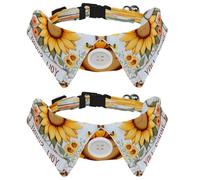 2 Pieces Dog Cat Bowtie Tie, Pets Costume Adjustable Formal Necktie Collar for Cats Small Dogs Puppy Party Accessories, Sunflowers Bees