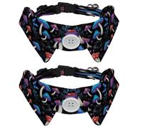 2 Pieces Dog Cat Bowtie Tie, Pets Costume Adjustable Formal Necktie Collar for Cats Small Dogs Puppy Party Accessories, Mushrooms Butterfly