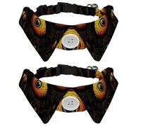 2 Pieces Dog Collar, Halloween Eyeball Adjustable Cat Collar with Bowtie for Small Dogs Puppies Cats Rabbits, Neck 11.2-12.2 inches