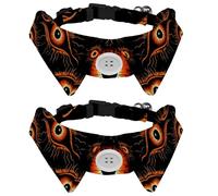 2 Pieces Dog Collars Bowtie with Bells, Halloween Eyeball Adjustable Bow Ties Cat Collar for Small Medium Boys and Girls Pets Puppies Kittens