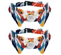 2 Pieces Dog Collars for Medium Dogs, Abstract Red Blue Sport Cars Pattern Cat Bow Tie with Buckle, Collared Shirts for Pet Bowties, Neck 11.2-12.2 in