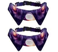 2 Pieces Dog Collars for Medium Dogs, Galaxy Universe Planet Cat Bow Tie with Plastic Buckle, Collared Shirts for Pet Bowties, Neck 11.2-12.2 in