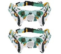 2 Pieces Dog Collars with Bow Tie and Bell, Cartoon Cars Transportation Trees Hills Adjustable Dog Bow Ties Collars, Pet Bow Tie for Small Medium Boys Girls Puppies Cats