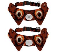 2 Pieces Dog Collars with Bow Tie and Bell, Halloween Eyeball Adjustable Cat Bow Ties Collar for Small Medium Boys and Girls Pets Puppies Kittens