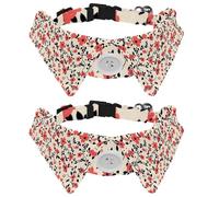 2 Pieces Dog Collars with Bow Tie and Bells, Little Flower Pattern Adjustable Cat Bow Ties Collar for Small Medium Boys and Girls Pets Puppies Kittens