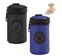 2 Pieces Dog Poop Bag Holder for Lead,Poo Bag Dispenser with Pull Hole & Carabiner Clip，for Walking, Hiking, Travel - Fits Most Poo Bags Rolls (Blue & Black)