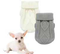 2 Pieces Dog Sweater for Small Dogs Chihuahua Clothes Spring Winter Cute Knitwear Turtleneck Thick Warm Clothes for Yorkie Cat Extra Small Dog Clothes (Small)