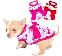 2 Pieces Dog Sweater for Small Dogs XXS Dog Clothes Chihuahua Puppy Sweaters Cherry Teacup Chihuahua Yorkie Puppy Clothes XXS Pet Sweater (Cherry, Small)