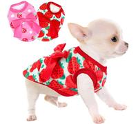 2 Pieces Dog Sweater for Small Dogs XXS Dog Clothes Chihuahua Puppy Sweaters Strawberry Teacup Chihuahua Yorkie Puppy Clothes XXS Pet Sweater (Strawberry,Small)