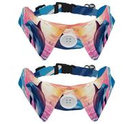 2 Pieces Dolphin Dog Collars with Bow Tie and Bell, Adjustable Cat Bow Ties Collar for Small Medium Boys and Girls Pets Puppies Kittens