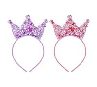 2 Pieces Double-Sided Sequin Crown, Cute Princess Glittering Headband, Creative Kids Hair Accessories, Birthday Party Decoration.