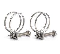2 Pieces Double Wire Hose Clips Adjustable 304 Stainless Steel Hose Clamps Pond Hose Joint to Fit for 19-22mm Pipe