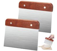 2 Pieces Dough Scraper, Food Grade Stainless Steel Dough Cutter with Wooden Handle, 15CM Pastry Scrapers, Griddle Scraper Chopper, Multipurpose Pastry Dough Cutter for Pizza Bread Cake Baking Shaping