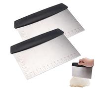 2 Pieces Dough Scraper,Stainless Steel Baking Dough Cutter,Pastry Scraper with Handle and Measuring Scales,Bench Scraper Kitchen,Pastry Scraper for Home Kitchens, Restaurants and Baking Enthusiasts