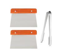 2 Pieces Dough scrapers, 1 Tong, Kitchen Scraper Supplies, Salad Chopper, Bread Making Tool Accessories, Pastry, Cake Stainless Steel scrapers, Pasta Cutter, Table top Kitchen Scraper
