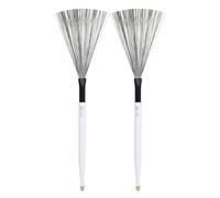 2 Pieces Drum Brush multi-colored Instrument Supplies Cajon Stick Drummer Playing Wire Brushes Compact Size Practicing Prop White