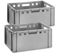 2 Pieces E3 Meat Crate Gray Eurobox Food-Safe Storage Crates Stackable Crate