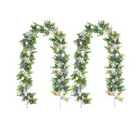 2 Pieces Easter Egg Garland Decorations, Easter Door Garland 5.7ft, Artificial Egg Vine Decorations With Greenery, Spring Floral Garlands For Mantel Stairs Wall Window