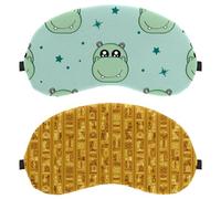 2 Pieces Egypt Hieroglyphic Yellow Sleep Mask, Completely Block Out Light Eye Mask for Side Sleeper, Zero Eye Pressure Night Blindfold, Adjustable Eye Shade Cover