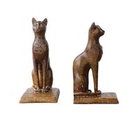 2 Pieces Egyptian Cat Statues Decorative Figurines Bookends Book Shelf Holders Tabletop Ornament for Office Housewarming Gift