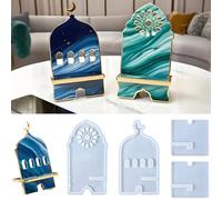 2 Pieces Eid Mubarak Silicone Mobile Phone Stand Holder Resin Epoxy Mold Cell Phone Desk Bracket Easel Photo Display Casting Mould Crystal DIY Craft Tool Molds Ramadan Handmade Gift