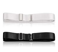 2 Pieces Elastic Shirt Stay Belts Underwear Adjustable Shirt Holder, 2.0 x 120 cm/ 0.8 x 47.2 inch, Black, White