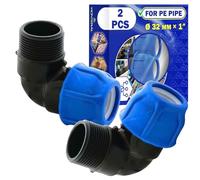2 Pieces Elbow Adapter Ø 32 mm x 1″ with Male Thread and 90° Angle Made of Polypropylene PP for Connecting Polyethylene PE Pipes - MONTERAL