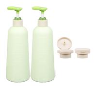 2 Pieces Empty Plastic Pump Bottles, Leakproof Travel Set with Interchangeable Flip Lid for Shampoo, Shower Gel & Hand Soap (Green, 500ml)