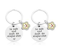 2 Pieces English Star Keychains, Stainless Steel Engraved Keychains, Creative Keychains, Women's Keychains