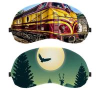 2 Pieces Eye Mask, Beautiful Landscape Scene Sleeping Eye Mask for Side Sleeper, Zero Eye Pressure Night Blindfold, Adjustable Sleep Cover, Completely Block Out Light Eye Shade