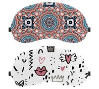 2 Pieces Eye Mask, Crown Loving Heart Cute Sleeping Eye Mask for Side Sleeper, Zero Eye Pressure Night Blindfold, Adjustable Sleep Cover, Completely Block Out Light Eye Shade