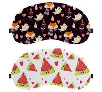 2 Pieces Eye Mask, Cute Fruits Cartoons Sleep Mask for Side Sleeper, Soft Sleeping Eye Mask for Women Men, Complete Light Blocking, Zero Pressure Night Blindfold