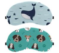 2 Pieces Eye Mask, Dog Corgi Head Pattern Paw Bone Sleep Mask for Side Sleeper, Soft Sleeping Eye Mask for Women Men, Complete Light Blocking, Zero Pressure Night Blindfold
