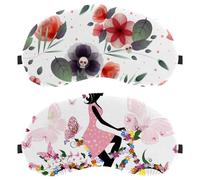 2 Pieces Eye Mask, Flower Bicycle Butterfly Sleeping Eye Mask for Side Sleeper, Zero Eye Pressure Night Blindfold, Adjustable Sleep Cover, Completely Block Out Light Eye Shade