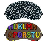 2 Pieces Eye Mask for Side Sleeper, Brown English Capital Letters Alphabet Sleeping Mask, Sleep Eye Mask, Soft Eye Shade Cover for Travel, Nap, Plane, Light Blocking