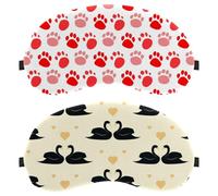 2 Pieces Eye Mask for Side Sleeper, Elegant Black Swan Couple Love Heart Yellow Sleeping Mask, Sleep Eye Mask, Soft Eye Shade Cover for Travel, Nap, Plane, Light Blocking
