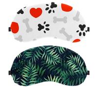 2 Pieces Eye Mask for Side Sleeper, Green Tropical Leaves Pattern Sleeping Mask, Sleep Eye Mask, Soft Eye Shade Cover for Travel, Nap, Plane, Light Blocking
