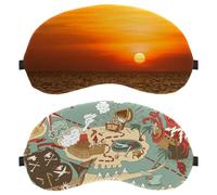 2 Pieces Eye Mask for Side Sleeper, Island Treasure Pirate Map Sleeping Mask, Sleep Eye Mask, Soft Eye Shade Cover for Travel, Nap, Plane, Light Blocking