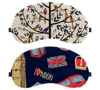 2 Pieces Eye Mask for Side Sleeper, London Pattern Sleeping Mask, Sleep Eye Mask, Soft Eye Shade Cover for Travel, Nap, Plane, Light Blocking