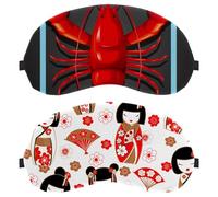 2 Pieces Eye Mask for Side Sleeper, Sleeping Mask, Cute Japanese Dolls Kokeshi Pattern Sleep Eye Mask, Soft Eye Shade Cover for Travel, Nap, Plane, Light Blocking
