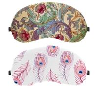 2 Pieces Eye Mask for Side Sleeper, Sleeping Mask, Pink Peacock Feather Pattern Sleep Eye Mask, Soft Eye Shade Cover for Travel, Nap, Plane, Light Blocking